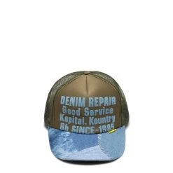 KAPITAL DENIM REPAIR SERVICE DENIM-RECONSTRUCT TRUCKER CAP